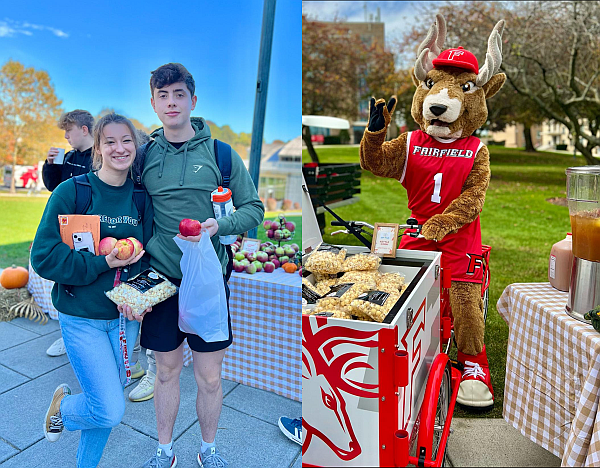 students and the Fairfield U stag mascot